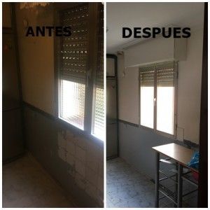 ANTES Y DESPUES PINTADO DE  AZULEJOS COCINA